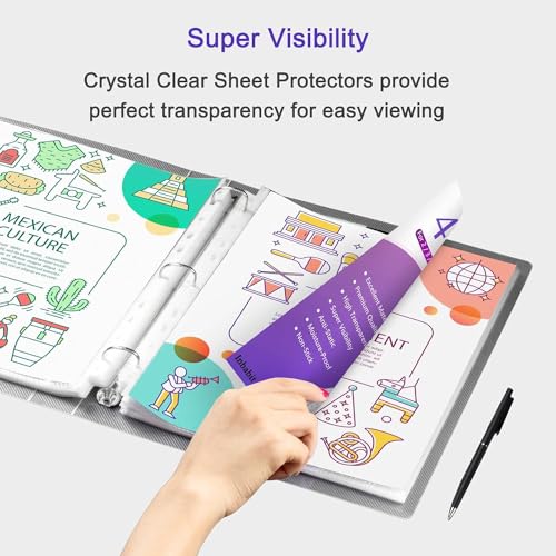 Shuban A4 Transparent Sheet Protectors – Top Loading, Clear, Reinforced 11-Hole Plastic Sleeves, Acid-Free & Archival Safe for Documents, Certificates & Photos (200 Pcs) - Image 4