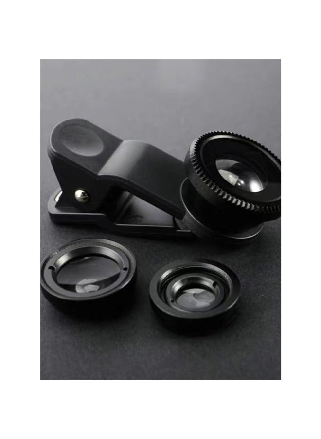 Generic SLR Grade Lens External Wide-angle Macro Fisheye Three-in-one Suit Lens Tremolo Selfie Camera-Body Color:Tuhao Golden Lens 30cm Selfie Reflector Distribution Flannel Bag Clip  - Image 4
