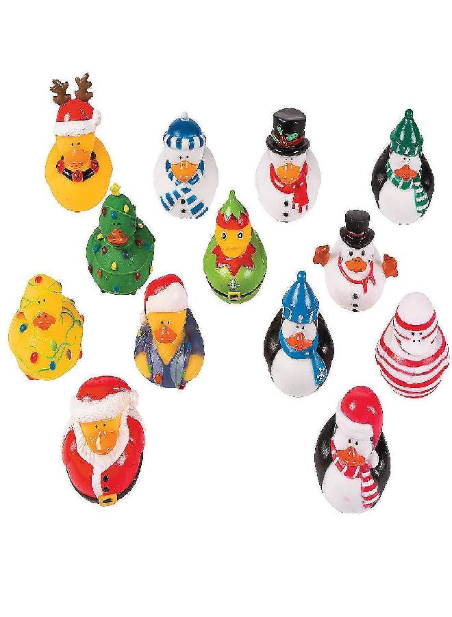 Fun Express Christmas Rubber Ducky Assortment - Bulk Set of 50 Ducks - Party Favors, Handouts, Stocking Stuffer Toys - Image 1