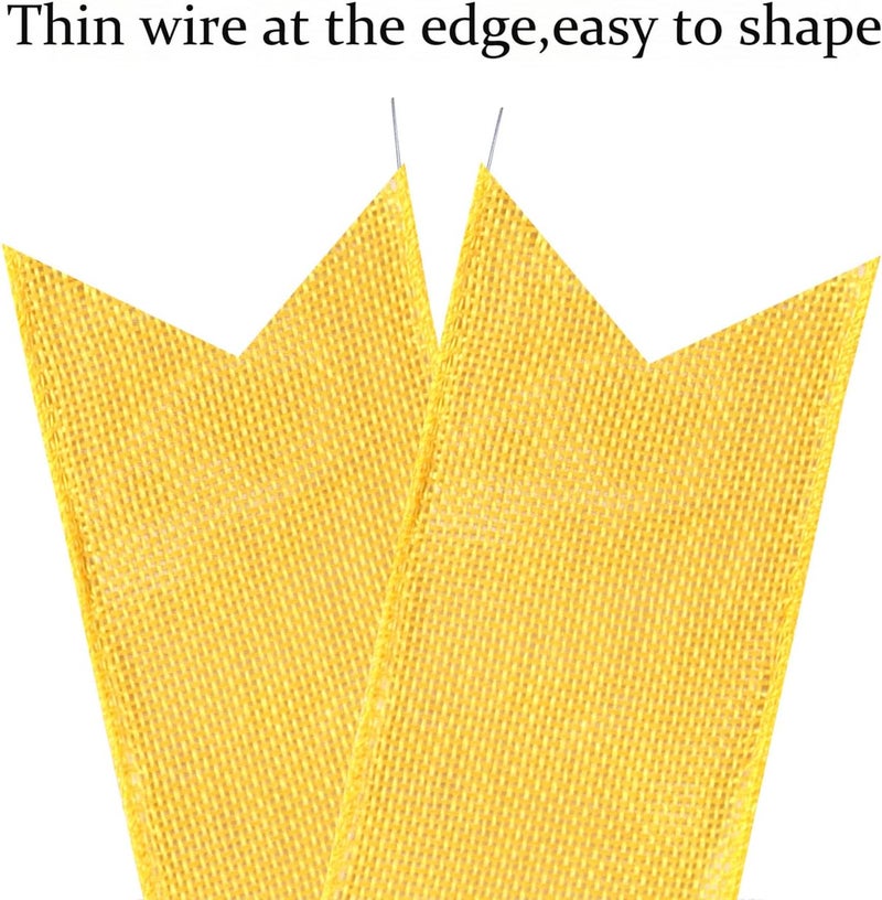 Hongsome 2 Pcs Large Yellow Easter Wreath Bow Decor, Classic Glitter String & Burlap Ribbon, Spring/Summer/Autumn/Winter Tree Topper Bows - Image 3