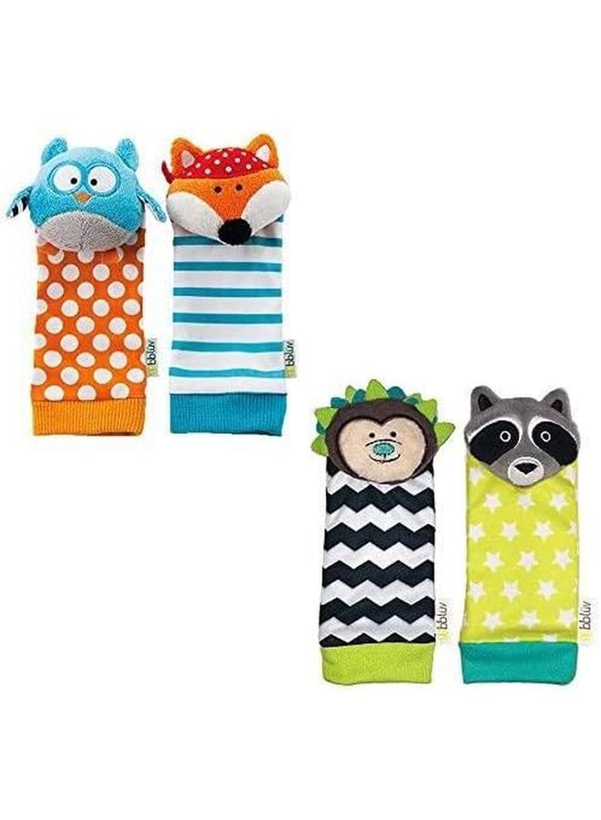 bbluv Duo Foot Finders Fun And Colorful Baby Developmental Socks With Rattle Fox And Owl - Image 3