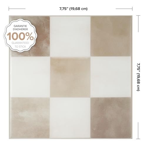 SMART TILES Peel and Stick Backsplash - 5 Sheets of 7,75" x 7,75" - 3D Adhesive Peel and Stick Tile Backsplash for Kitchen, Bathroom, Wall Tile, Checkered - Image 4