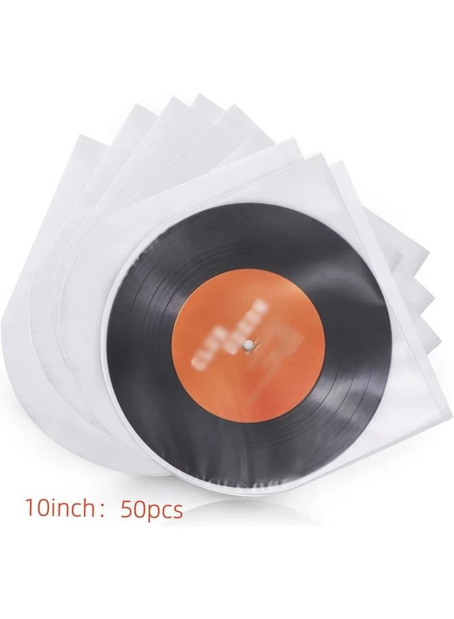 10 Inch 50pcs Clear Vinyl Record Sleeves Protector Scratch Resistant LP Covers - Image 1