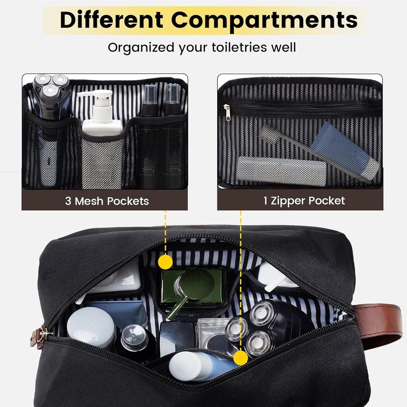 Vorspack Toiletry Bag for Men - Water Resistant Travel Bag for Toiletries, Lightweight Hygiene Bag for Bathroom, Travel Essentials, Gifts, Black, Medium, Classic - Image 3