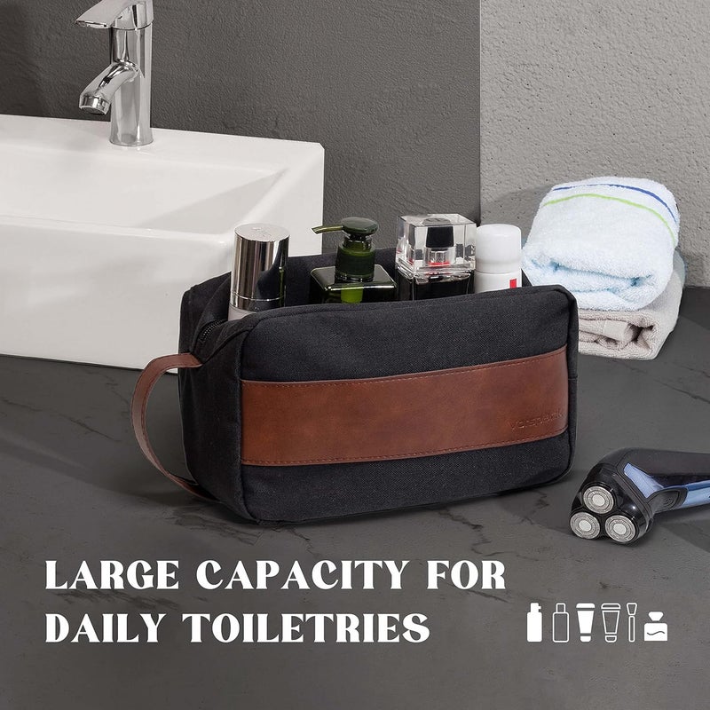 Vorspack Toiletry Bag for Men - Water Resistant Travel Bag for Toiletries, Lightweight Hygiene Bag for Bathroom, Travel Essentials, Gifts, Black, Medium, Classic - Image 4