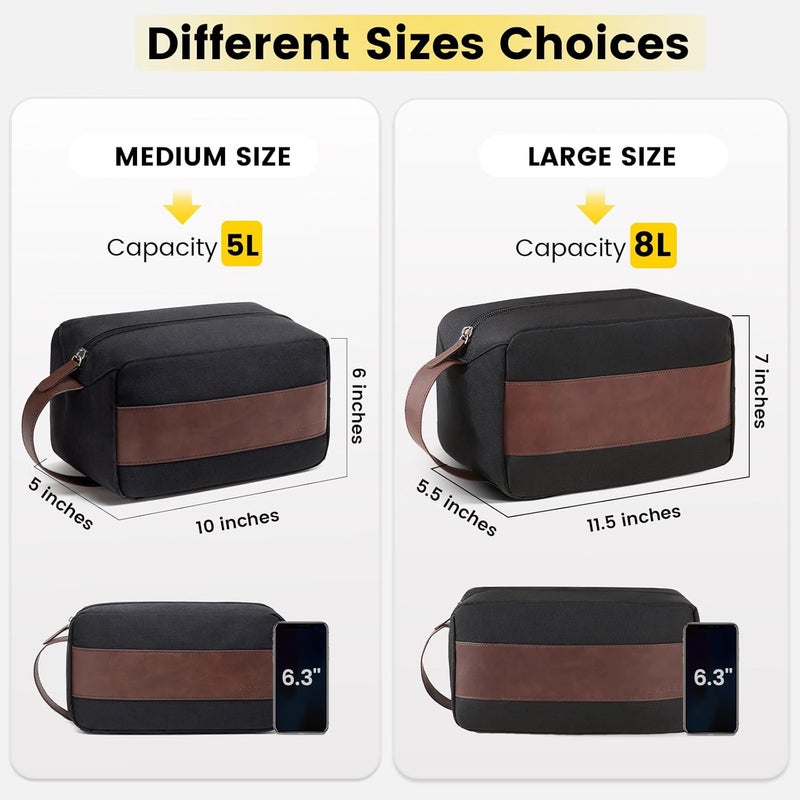 Vorspack Toiletry Bag for Men - Water Resistant Travel Bag for Toiletries, Lightweight Hygiene Bag for Bathroom, Travel Essentials, Gifts, Black, Medium, Classic - Image 2