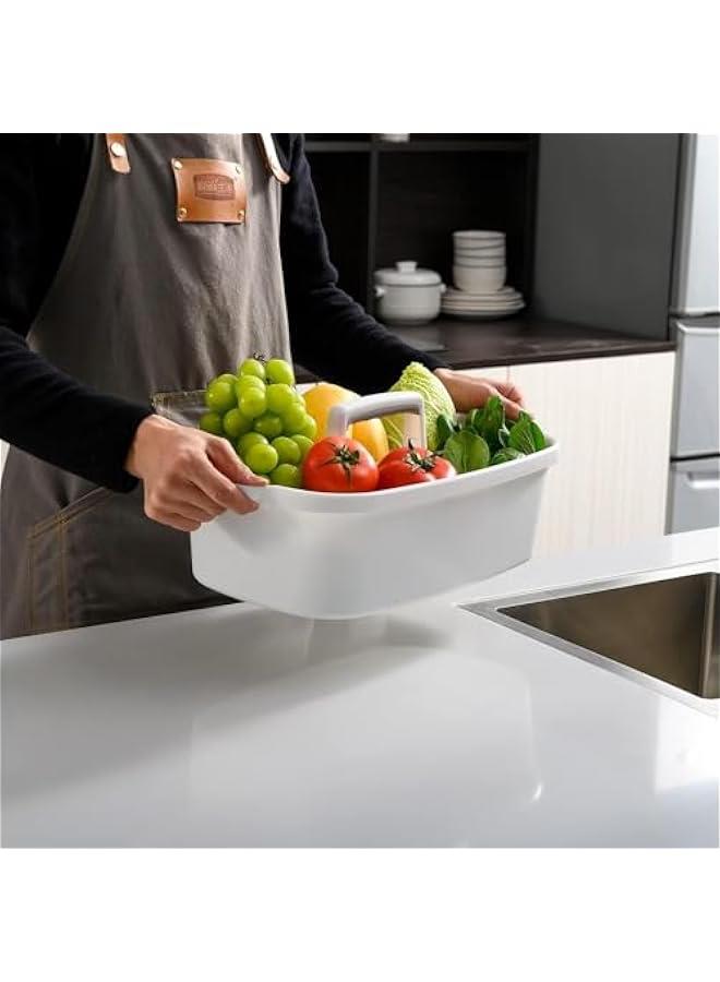 تراسل عبوة من 2 علبة لوازم التنظيف دلو منظم مستلزمات البلاستيكية الكبيرة مع مقبض سلة تخزين ادوات منزلية محمولة تحت الحوض للحمام والمطبخ رمادي داكن - Image 5