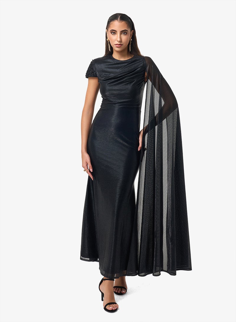 Threadz by Ajooni Cape Sleeve Bodycon Maxi Dress - Image 1