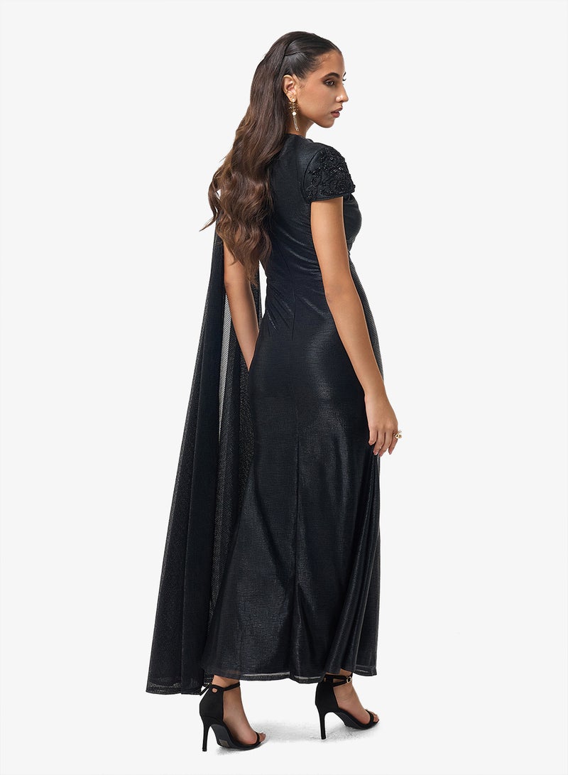 Threadz by Ajooni Cape Sleeve Bodycon Maxi Dress - Image 2