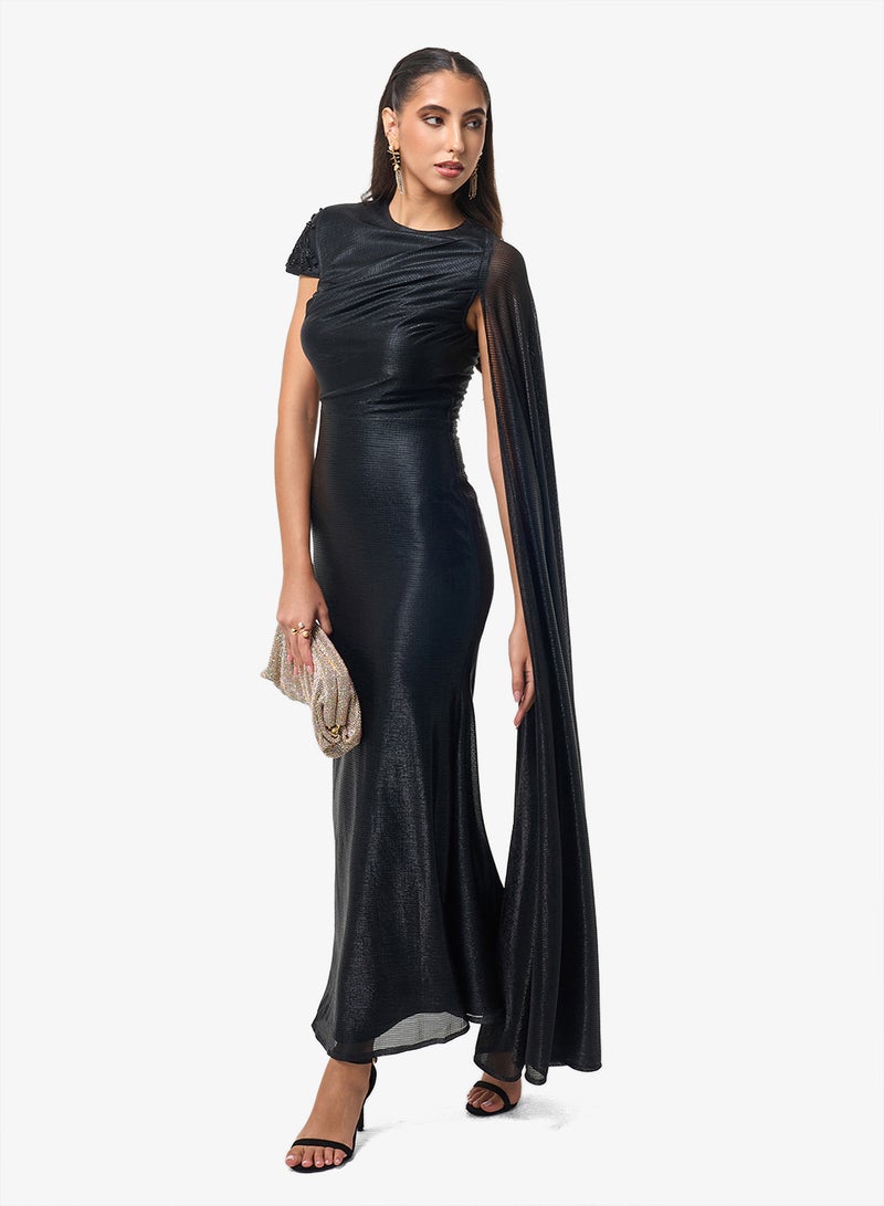 Threadz by Ajooni Cape Sleeve Bodycon Maxi Dress - Image 4
