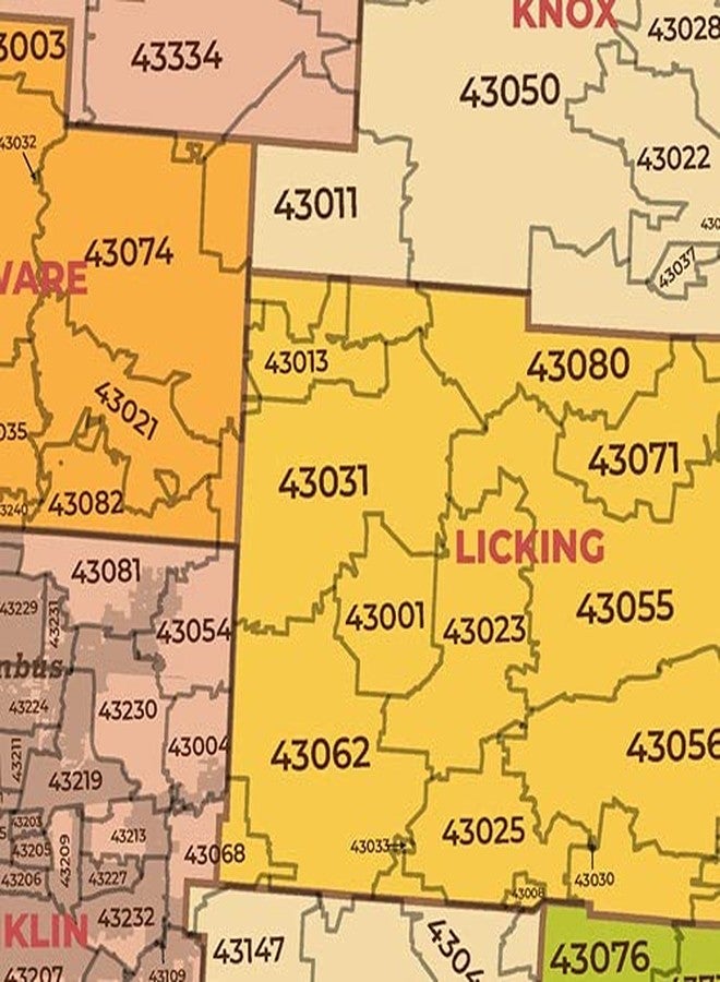 MapSherpa Ohio ZIP Code Map with Counties - Standard - 36" x 36" Laminated - Image 2