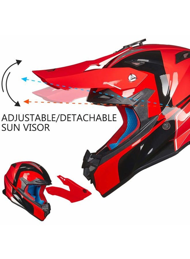 ILM Adult Dirt Bike Helmets ATV Motocross Dirtbike Helmet with Super Soft Liner Camera Mount for Men Women Motorcycle Dual Sport DOT Model-216 (Red Black, M) - Image 3