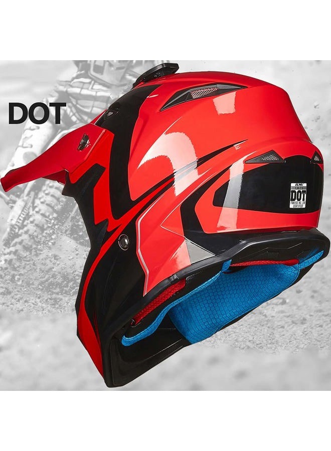 ILM Adult Dirt Bike Helmets ATV Motocross Dirtbike Helmet with Super Soft Liner Camera Mount for Men Women Motorcycle Dual Sport DOT Model-216 (Red Black, M) - Image 5