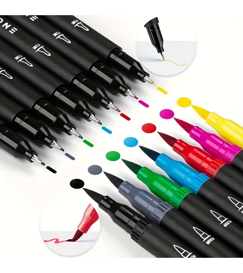 Double Headed Art Pen Set 12 Random Colors Quick Drying Watercolor Markers Professional Art Gifts - Image 4