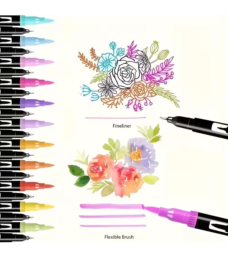 Double Headed Art Pen Set 12 Random Colors Quick Drying Watercolor Markers Professional Art Gifts - Image 5