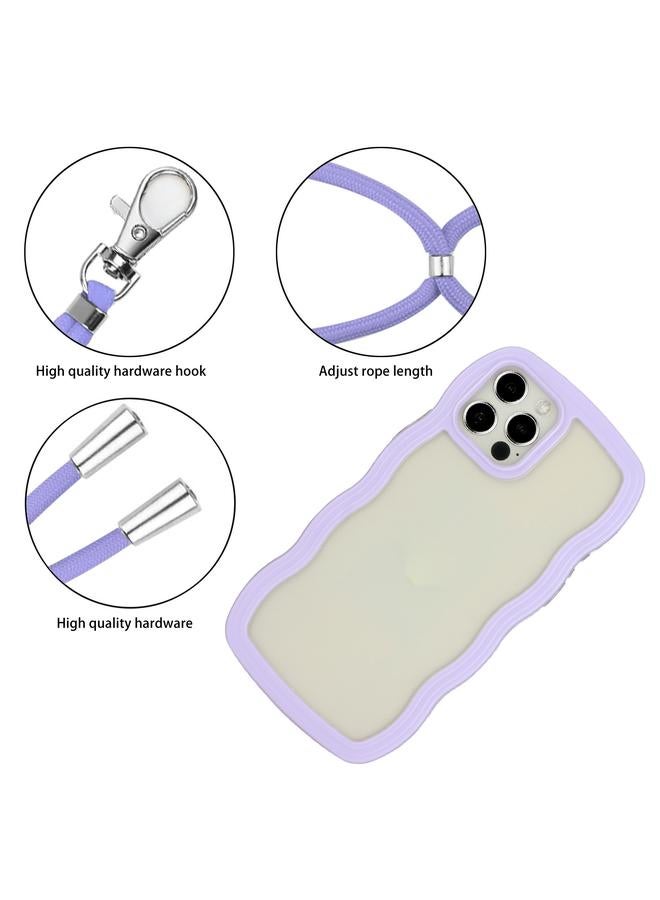 زبون جراب لهاتف iPhone 12 / 12 Pro Lanyard Candy Color Wave TPU شفاف من مادة البولي يوريثين الحراري لهاتف الكمبيوتر الشخصي - Image 2