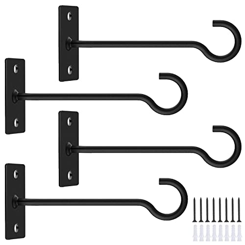 QTJUST 4Pack 6inch Wall Hook for Hanging Plant Bracket Metal Plant Hook - Image 1