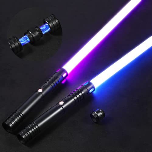 Oomyeh 2Pack FX Dueling Lightsaber Battle Sounds Metal Hilt Update 20 Colors Changeable 4 Modes 2 in 1 Light Sabers Perfect Christmas Halloween Present for Kids - Image 1