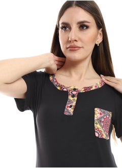 سيزار بيجامة حريمي نصف كم مزودة بطباعات علي الصدر  - Image 3