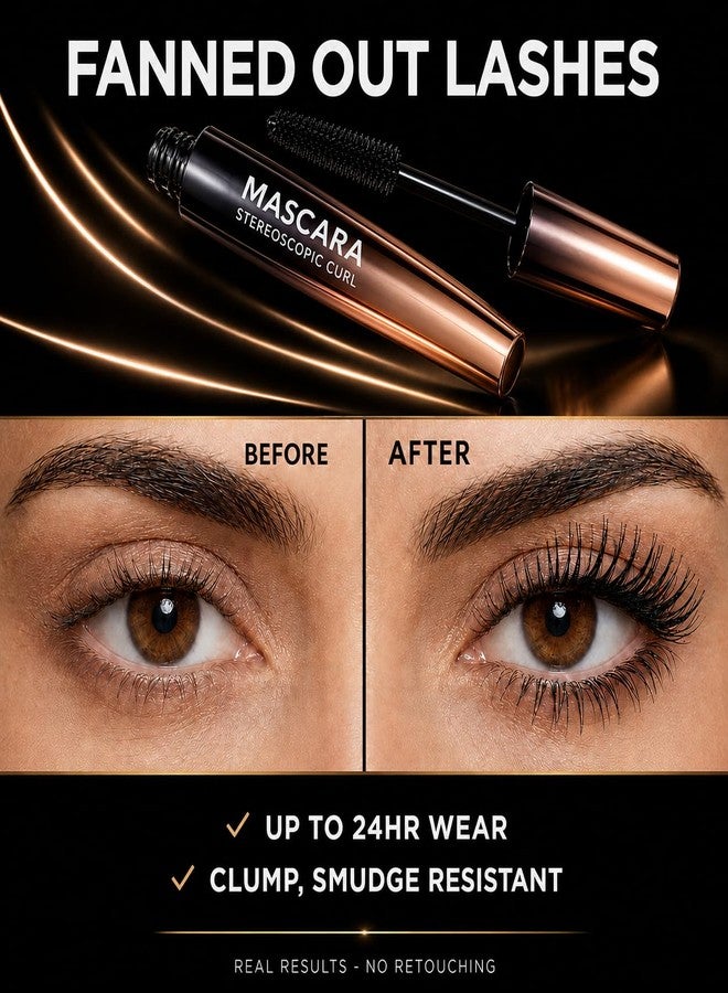 ME NOW Stereoscopic Curl Mascara for Long, Lifted & Defined Lashes – Smudge-Proof Black Formula,Volumizing and Lengthening Mascara, Washable Longwear and Smudge Resistant Make Up, Blackest Black - Image 1