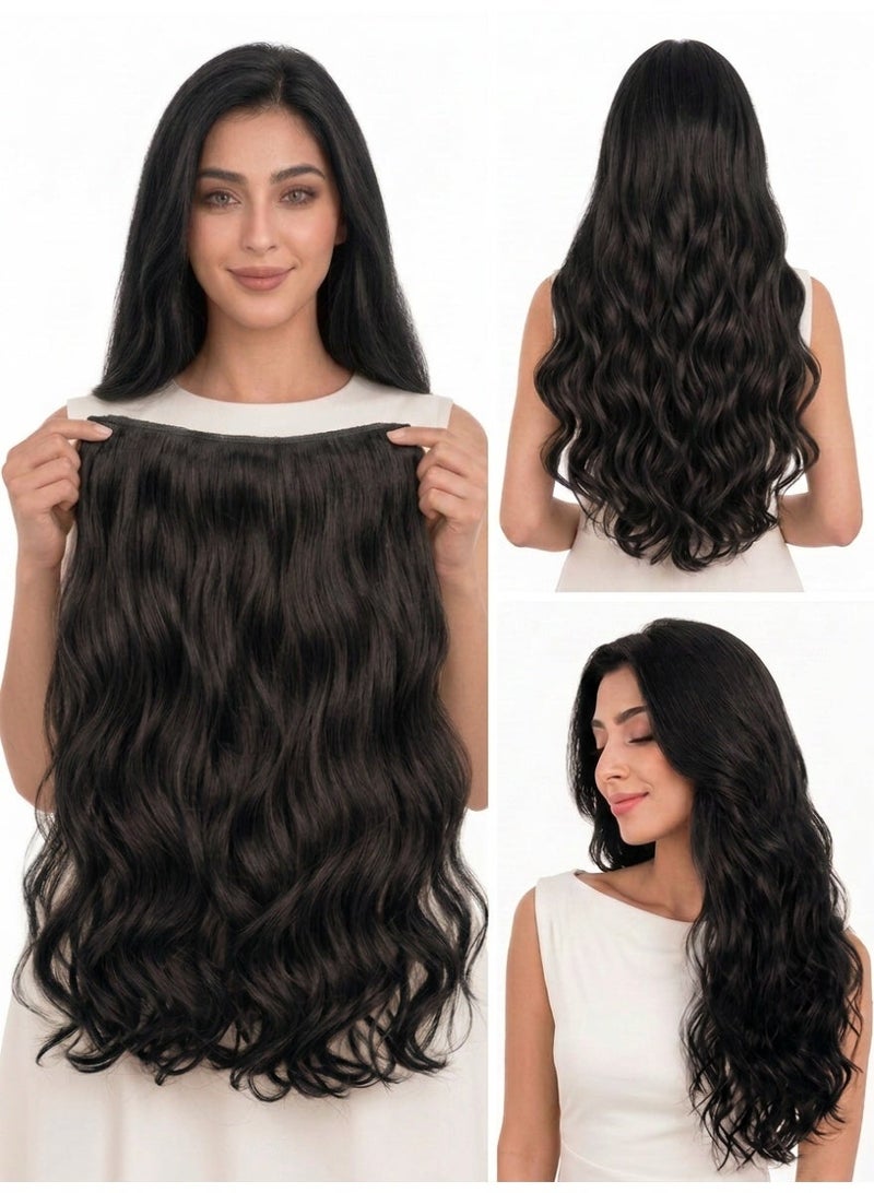 Seamless Wavy U-Shaped 5-Clip Hair Extension for Women - Image 1