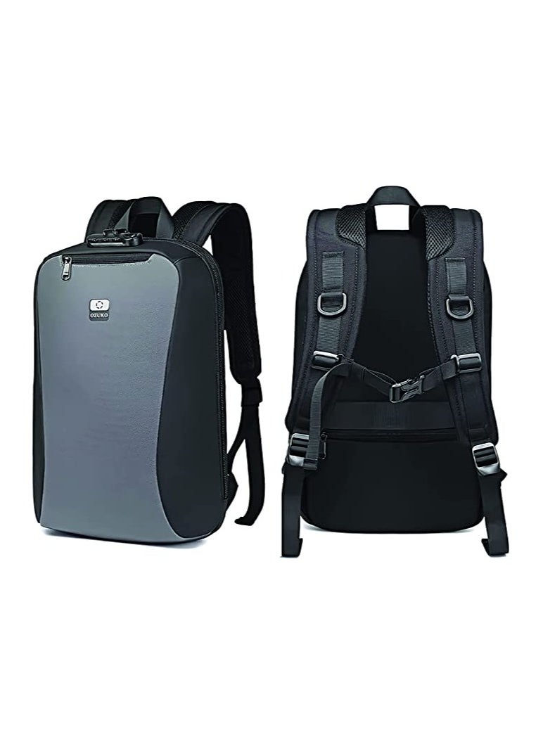 OZUKO Ozuko 9497 Waterproof High Capacity Backpack With Fixed Belt And Protective Layar - Grey  - Image 2