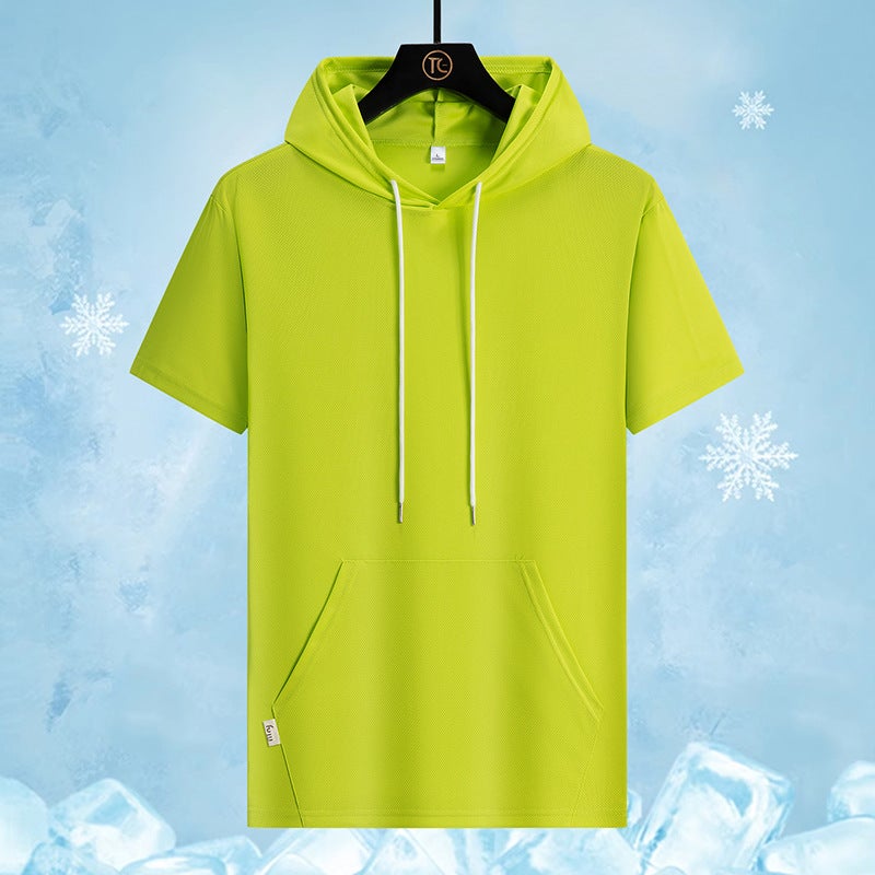 New Summer Couple Short-Sleeved Hooded T-Shirt Plus Size Men'S Sports Loose Trendy Thin Top For Teenagers - Image 1