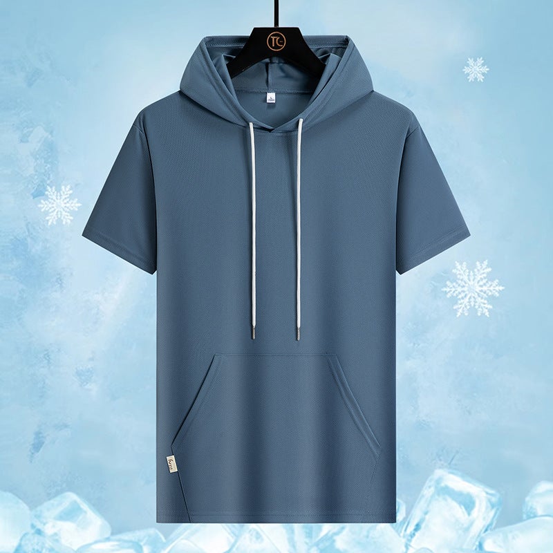 New Summer Couple Short-Sleeved Hooded T-Shirt Plus Size Men'S Sports Loose Trendy Thin Top For Teenagers - Image 4