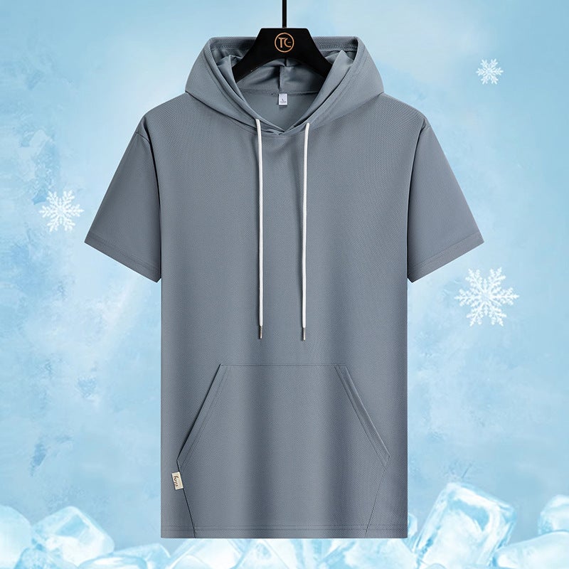 New Summer Couple Short-Sleeved Hooded T-Shirt Plus Size Men'S Sports Loose Trendy Thin Top For Teenagers - Image 3