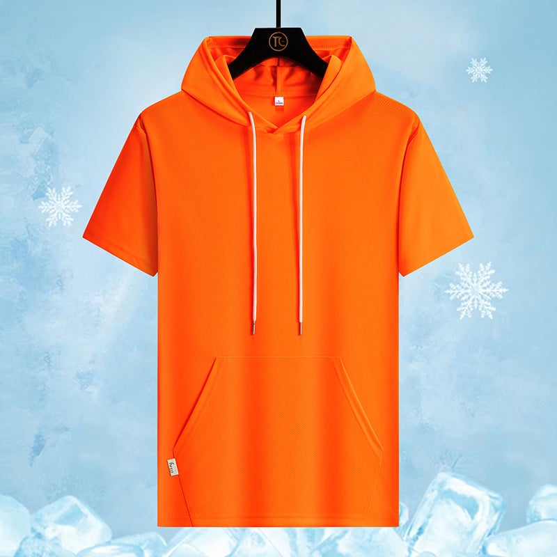 New Summer Couple Short-Sleeved Hooded T-Shirt Plus Size Men'S Sports Loose Trendy Thin Top For Teenagers - Image 5