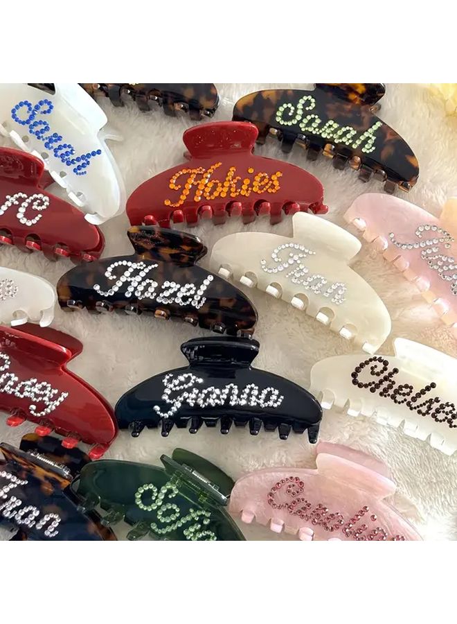 Personalized Rhinestone Hair Claw Clip Elegant Acrylic Green Bridal Wedding Accessory - Image 4