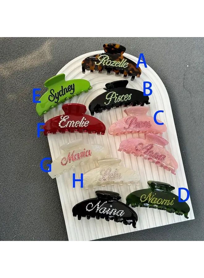 Personalized Rhinestone Hair Claw Clip Elegant Acrylic Green Bridal Wedding Accessory - Image 1