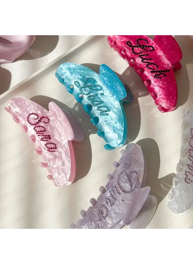 Personalized Rhinestone Hair Claw Clip Elegant Acrylic Green Bridal Wedding Accessory - Image 3