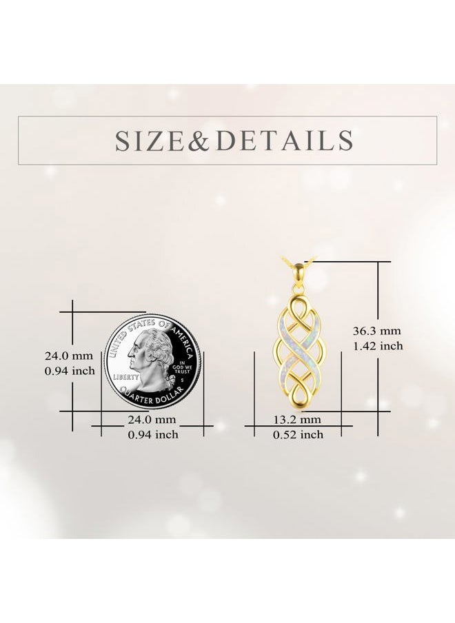 YFN Gold Celtic Jewelry for Women Irish Celtic Knot Opal Pendant Necklace Sterling Silver Infinity Love Jewelry 18" for Women  - Image 3