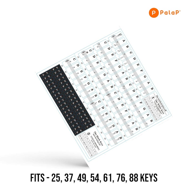 Palap Piano Keyboard Removable Stickers Black & White - Fits for 25, 32, 49, 61, 76 or 88 Keys - Image 4