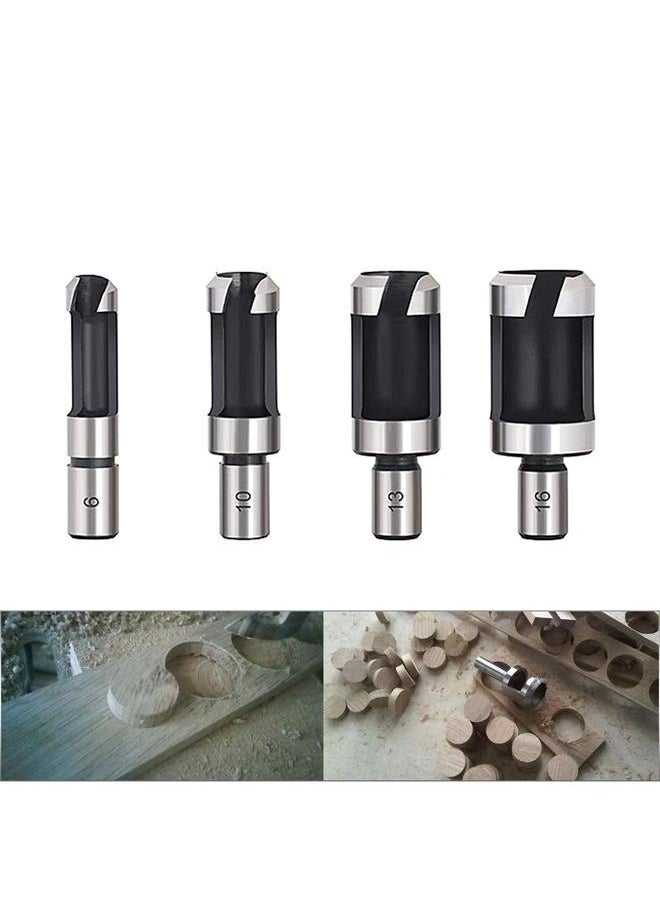 Generic 4pcs Carbon Steel Wood Plug Hole Cutter Drill Bits Set 1/4" 3/8" 1/2" 5/8" Cutting Dowel Power Woodworking Cork Hole Saw Tool  - Image 1