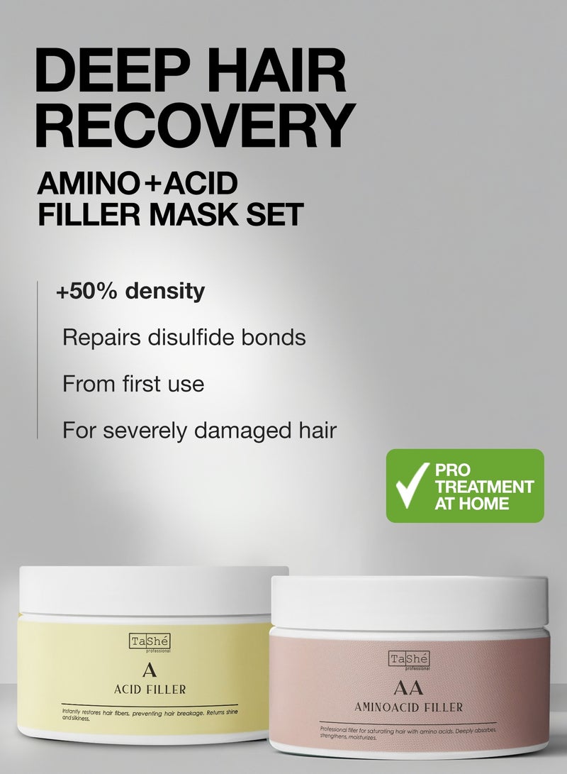 Intensive Hair Restoration Kit – Acid & Amino Fillers for Deep Repair, Moisture & Split Ends Control, 2x300ml