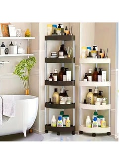 Corner Storage Shelf Bathroom, 5 Tiers Movable Storage Rack with Detachable Rolling Wheels, Large Capacity Space Saving Corner Organizer, Hollow-Out Drainage Hole Design, White - pzsku/Z537D37D5379B050A40FCZ/45/_/1723445999/889402cb-361d-46e9-a92a-d0885596de10