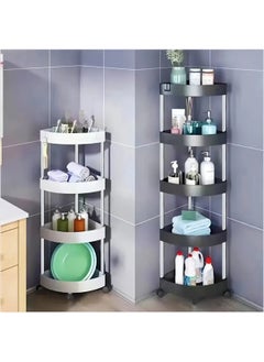 Corner Storage Shelf Bathroom, 5 Tiers Movable Storage Rack with Detachable Rolling Wheels, Large Capacity Space Saving Corner Organizer, Hollow-Out Drainage Hole Design, White - pzsku/Z537D37D5379B050A40FCZ/45/_/1723446021/1dfba3e2-87f5-4eee-b618-414c88858444