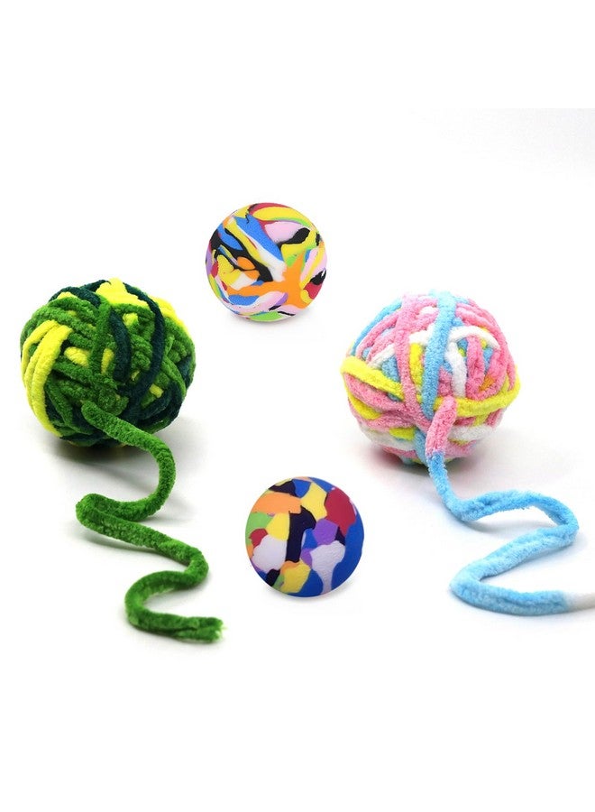 AP ARTSPER 5 PCS Cat Ball Toys - Colorful Woolen Yarn Balls Built-in Bell for Cats, Furry Rattle Ball for Kitty and Kitten Training Indoor Play, Pet Cat Interactive Chasing Chewing Molar Cotton Thread Ball Toys  - Image 3