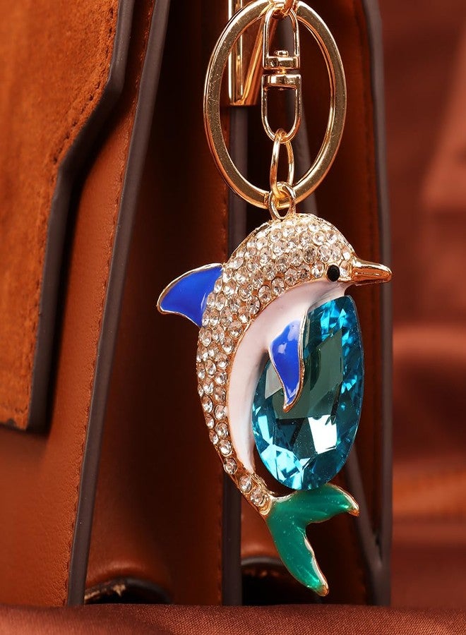 kcrygogo 2 Pieces Crystal Dolphin Keychain Keyrings for Party Favors, Ocean-style Travel Souvenirs,Couple Keychains Beautiful Small Gifts (Blue and Black) - Image 4