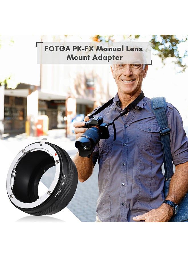 Fotga - Manual Lens Mount Adapter Ring Aluminum Alloy for Pentax K-Mount Lens to Fuji X-Pro1/X-Pro2/X-Pro3/X-E2/X-E3/X-A10/X-T1/X-T2/X-T3/X-T4/X-T10/X-T20/X-T30/X-T30II/X-T100/X-H1 X-Mount Mirrorless Camera - Image 1