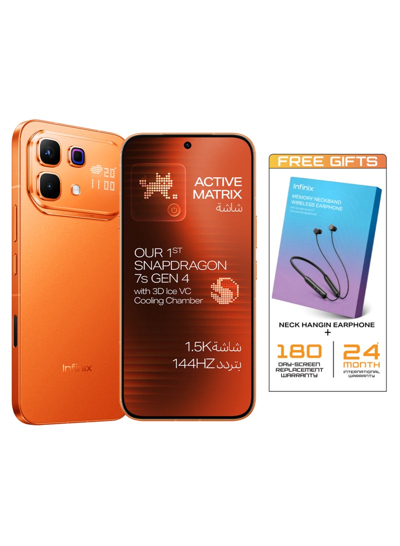 Infinix Note 60 Pro Dual SIM Solar Orange 8GB RAM 256GB 5G With Free Neck Hangin Earphone + 180 day Day Screen replacement warranty - Middle East Version - Image 1