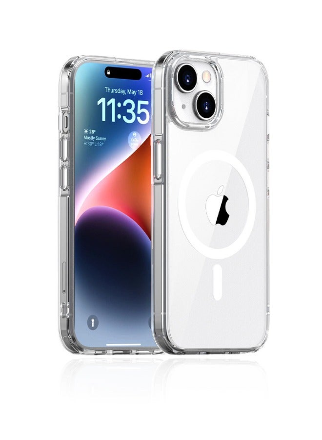 X-level Magnetic Case for iPhone 15 Plus Compatible with MagSafe Wireless Charging, Shockproof Phone Bumper Cover Oil-Proof Non-Yellowing Anti-Scratch Clear Back - Image 1