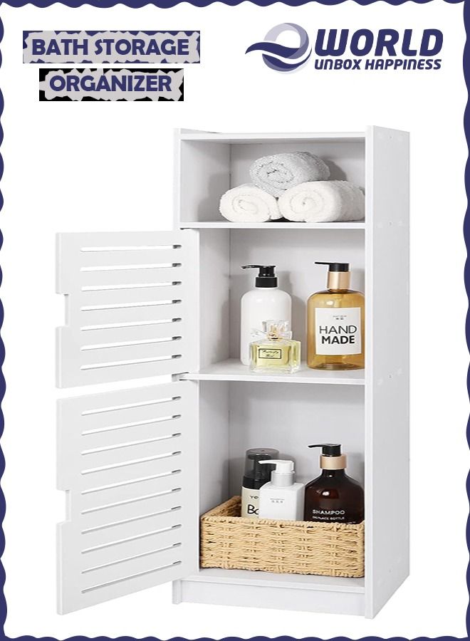 إي وورلد خزانة تخزين الحمام المضغوطة والمقاومة للماء مع رفوف وباب، منظم خشبي مستقل للحمام، وغرفة النوم، والمطبخ، وغرفة المعيشة. - Image 1