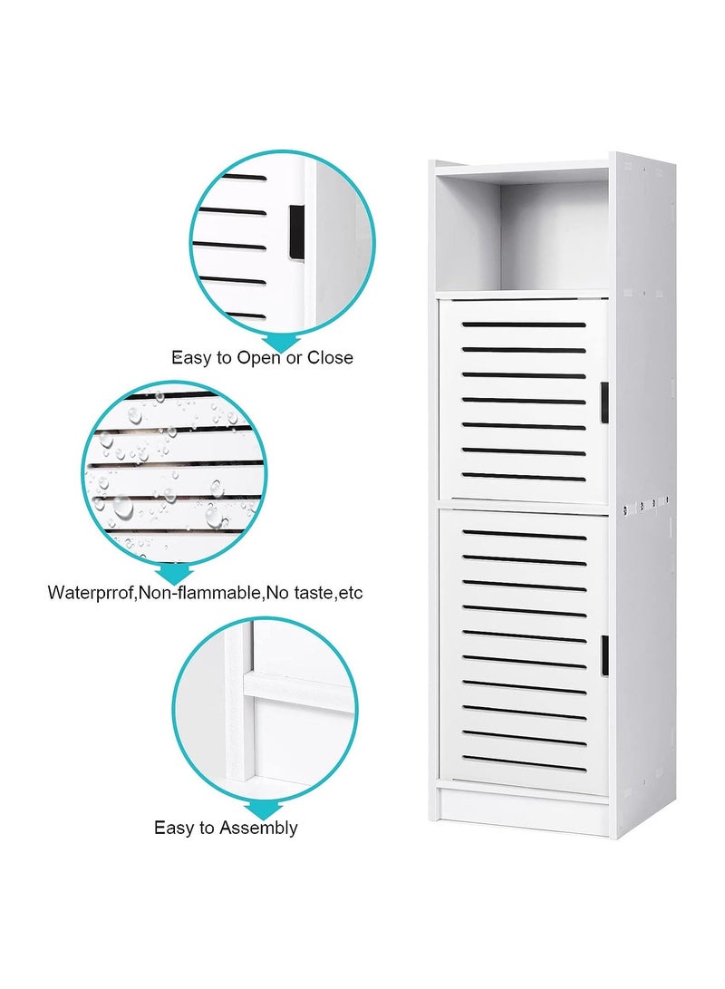 إي وورلد خزانة تخزين الحمام المضغوطة والمقاومة للماء مع رفوف وباب، منظم خشبي مستقل للحمام، وغرفة النوم، والمطبخ، وغرفة المعيشة. - Image 3