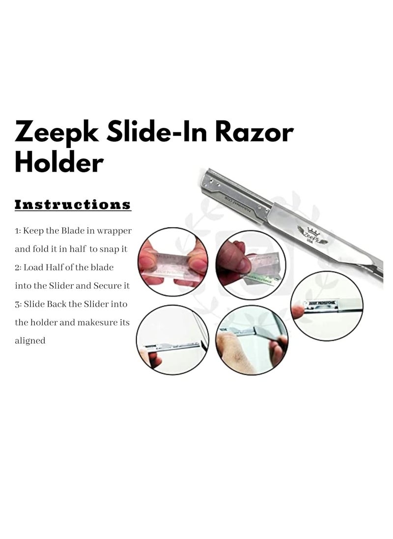 Liberty Supply - Barbero Cuchilla Barber Razor Navaja Straight Clean Shave Free Blades Salon Shaving Classic Stainless Steel (Blue Razor Holder) - Image 1