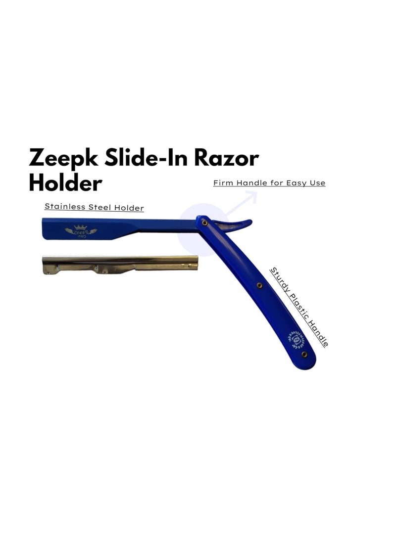 Liberty Supply - Barbero Cuchilla Barber Razor Navaja Straight Clean Shave Free Blades Salon Shaving Classic Stainless Steel (Blue Razor Holder) - Image 1