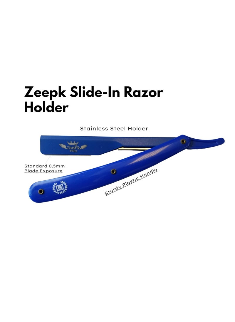 Liberty Supply - Barbero Cuchilla Barber Razor Navaja Straight Clean Shave Free Blades Salon Shaving Classic Stainless Steel (Blue Razor Holder) - Image 1