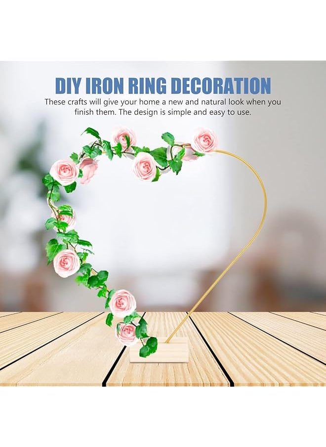 erorex - Heart Wreath Frame Heart Shape Floral Hoop Wreath Making Frame With Wooden Base For Wedding Diy Crafts Golden Heart Metal Wreath - Image 1
